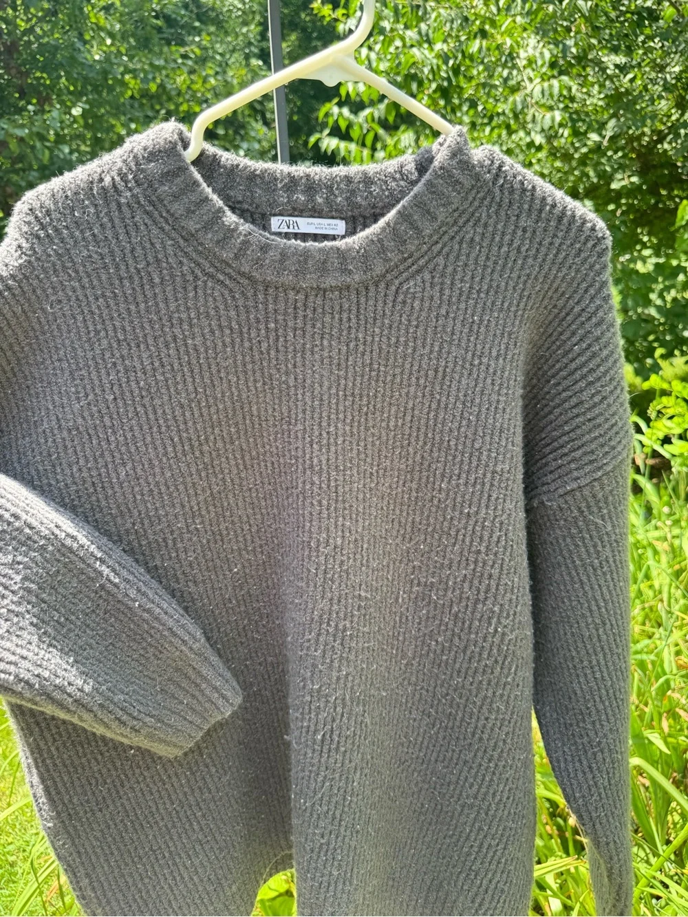 ZARA Cozy Ribbed Knit Sweater — Heather Gray